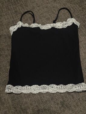 Black Lace-Trim Cami Top - Women